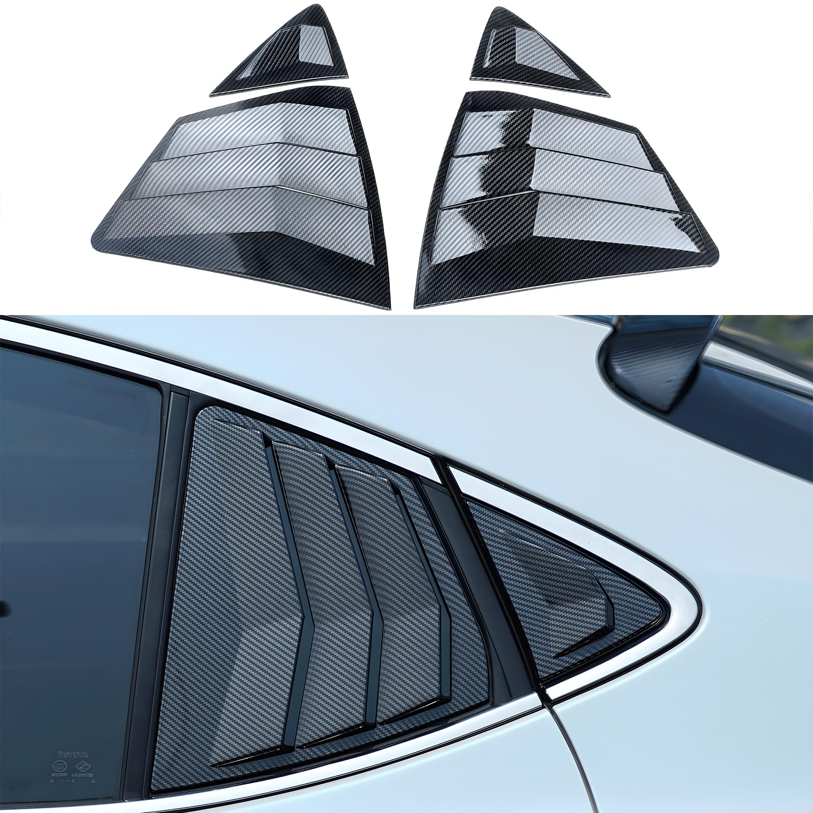 for 9th Gen Camry Sport Style Rear Side Window Louvers Air Vent Scoop Shades Cover Trim for Toyota Camry 2025-Carbon Fiber Style