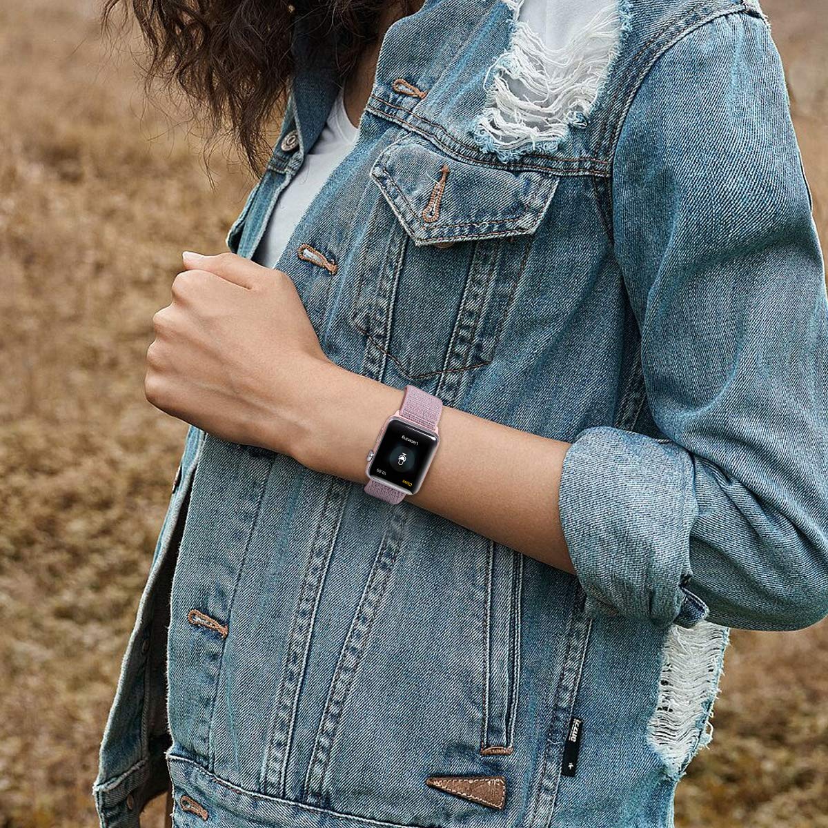 Correa deportiva compatible con Apple Watch Band de 49 mm, 45 mm, 44 mm, 42 mm, 41 mm, 40 mm, 38 mm, nailon elástico trenzado transpirable para iWatch Series 9, 8, 7, 6, 5, SE, 4, 3, 2, 1