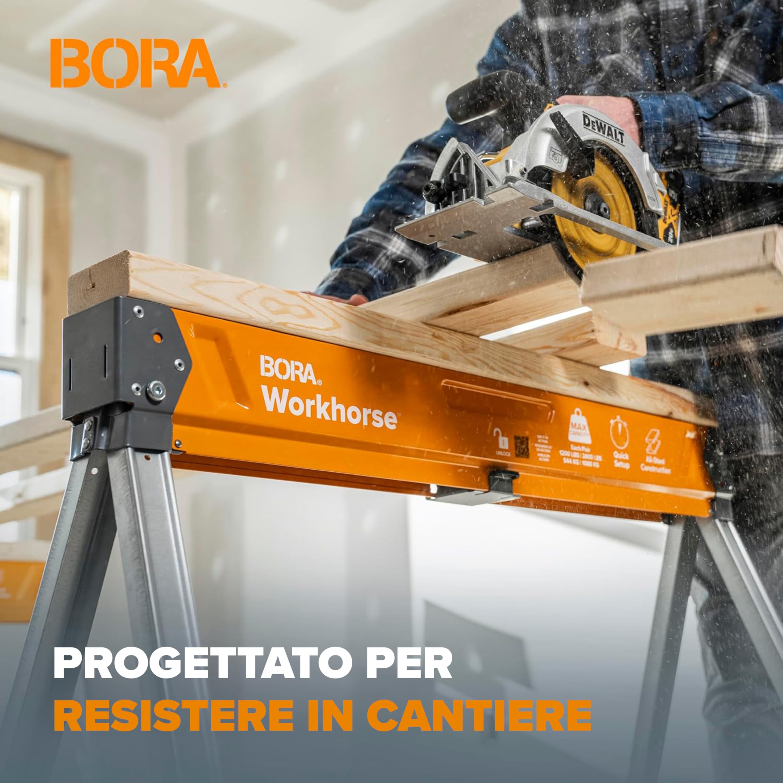BORA Cavalletti da lavoro pieghevoli – Cavalletto da lavoro robusto, coppia di cavalletti pieghevoli per lavori professionali. PM‑3330T