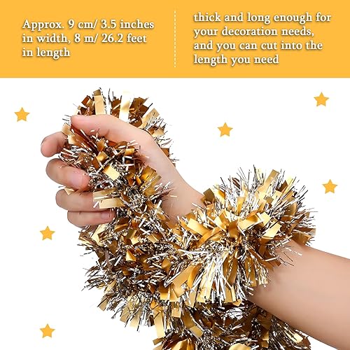 Miniatura 10 de Guirnalda de oropel de Navidad de 26.2 pies, guirnalda metálica de oropel torcido, guirnalda de Halloween artificial para árbol de Navidad,