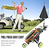 Vista 7 de Carrito de golf para empujar, carrito de golf plegable para palos de golf, carrito de golf de 3 ruedas para bolsa de golf, carritos de golf