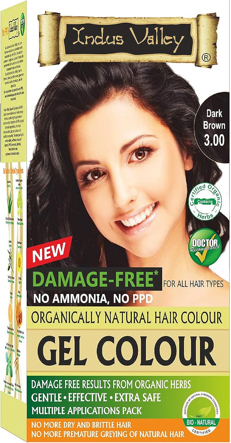 Indus Valley Dark Brown Gel Hair Dye Colouring Kit 30 Amazoncouk Beauty