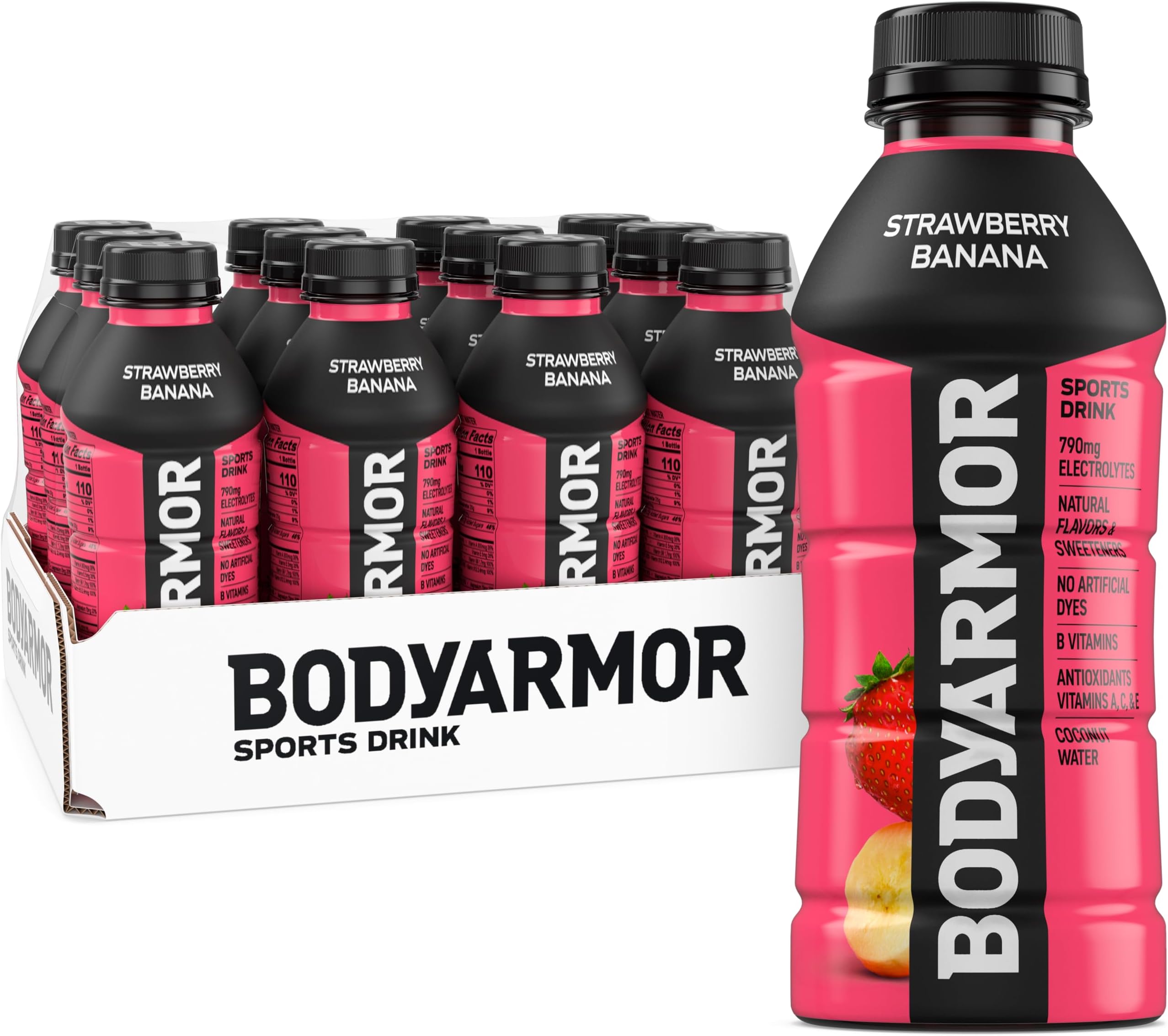 BodyArmor SuperDrink, Strawberry Banana, 16-Ounce Bottles (Pack of 12) by BODYARMOR SuperDrinks