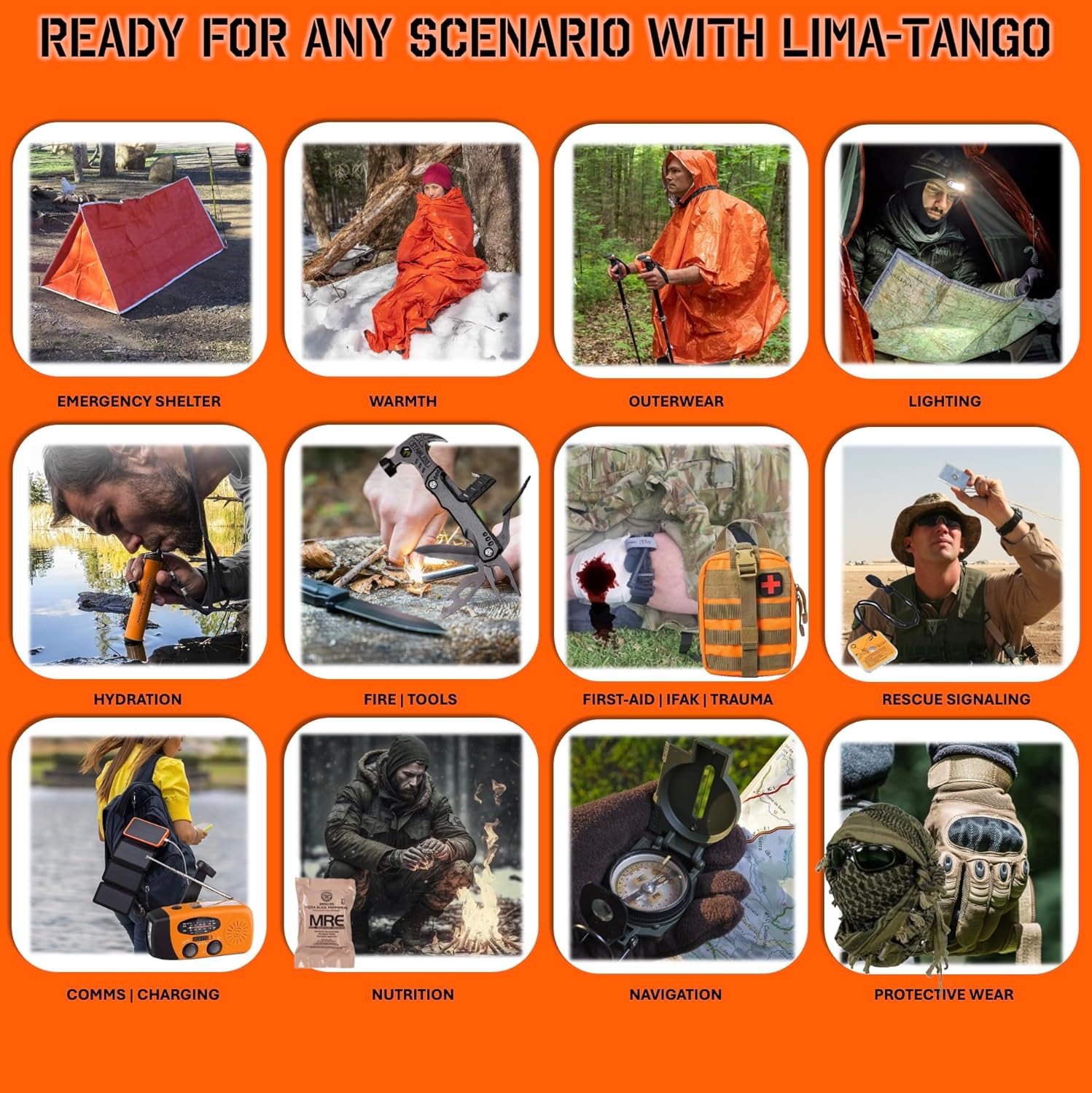 72 Hour Survival Kit - 291 Pieces Survival Gear and Supplies - 45L Go Bag Emergency Backpack, First Aid, Water Filter, Tools, Tent, Camping Essentials, Emergency Preparedness - The Alpha - Image 8