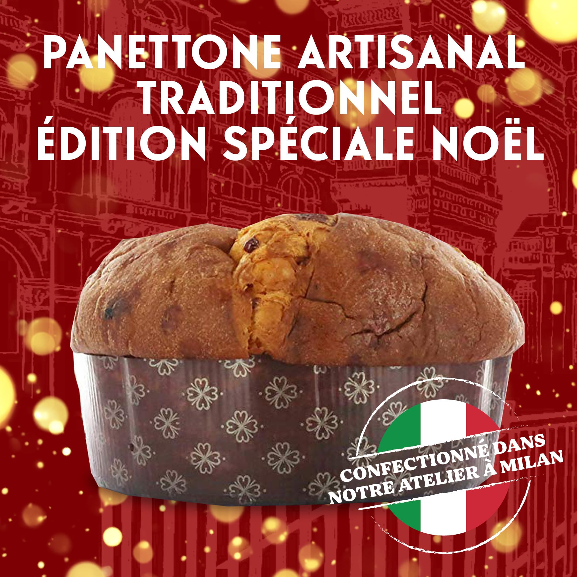 Vergani - Panettone italien artisanal traditionnel aux fruits confits 500g - Confectionné à Milan - Gâteau de Noël typique d'Italie - Idée cadeau Noël