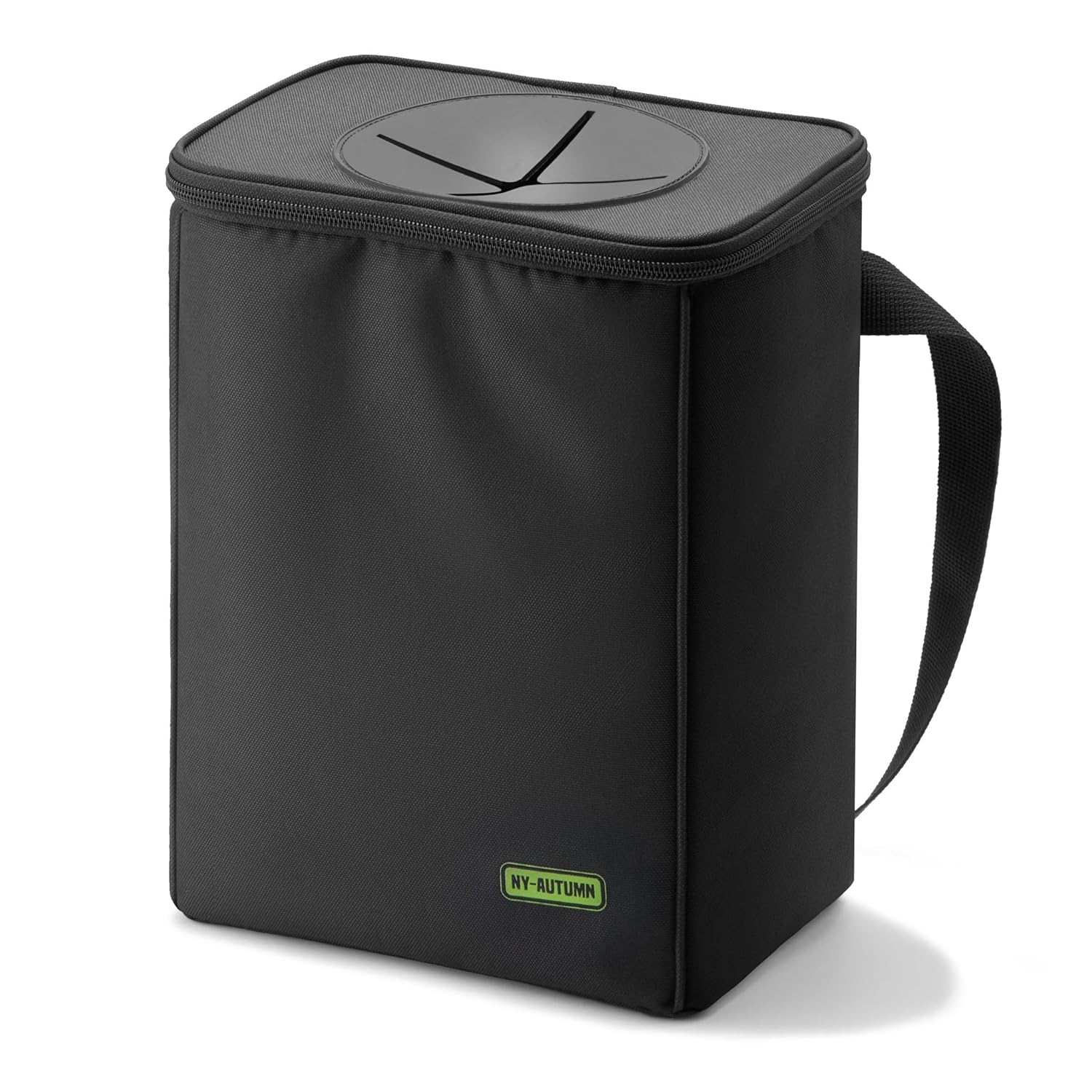 Car Trash Bin with Lid - Recycled Polyester Material - Wrinkle Free & Leak-Proof Design - Adjustable Strap with 2 Gallons Capacity - Waterproof & Multipurpose Garbage Can Bin (Black)