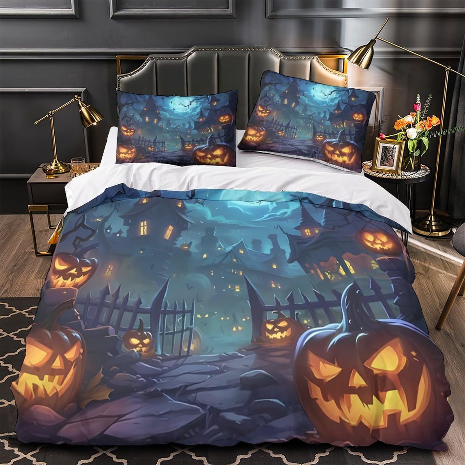 Parure de lit Halloween 1 place avec fermeture éclair pratique