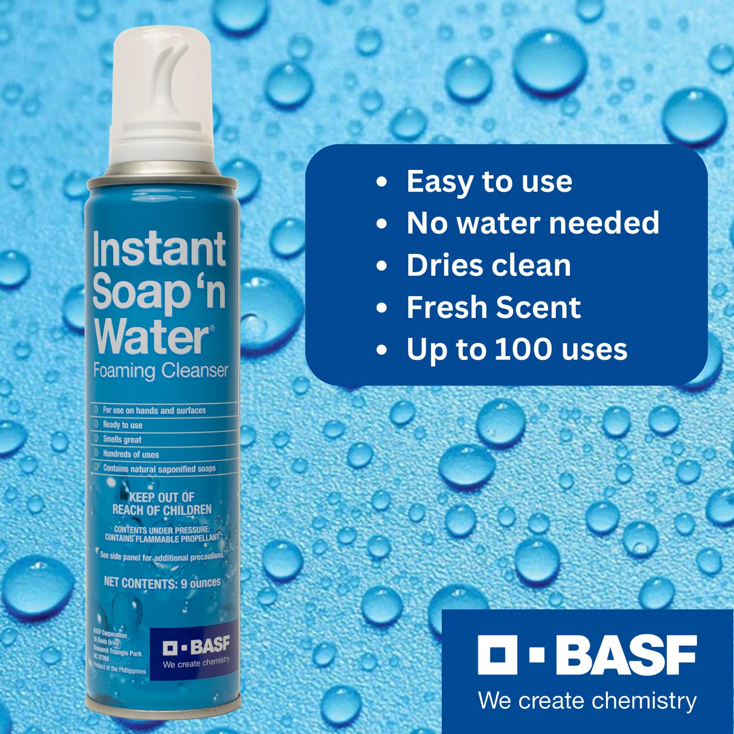 Amazon.com : BASF Instant Soap 'n Water, Waterless Foaming Hand