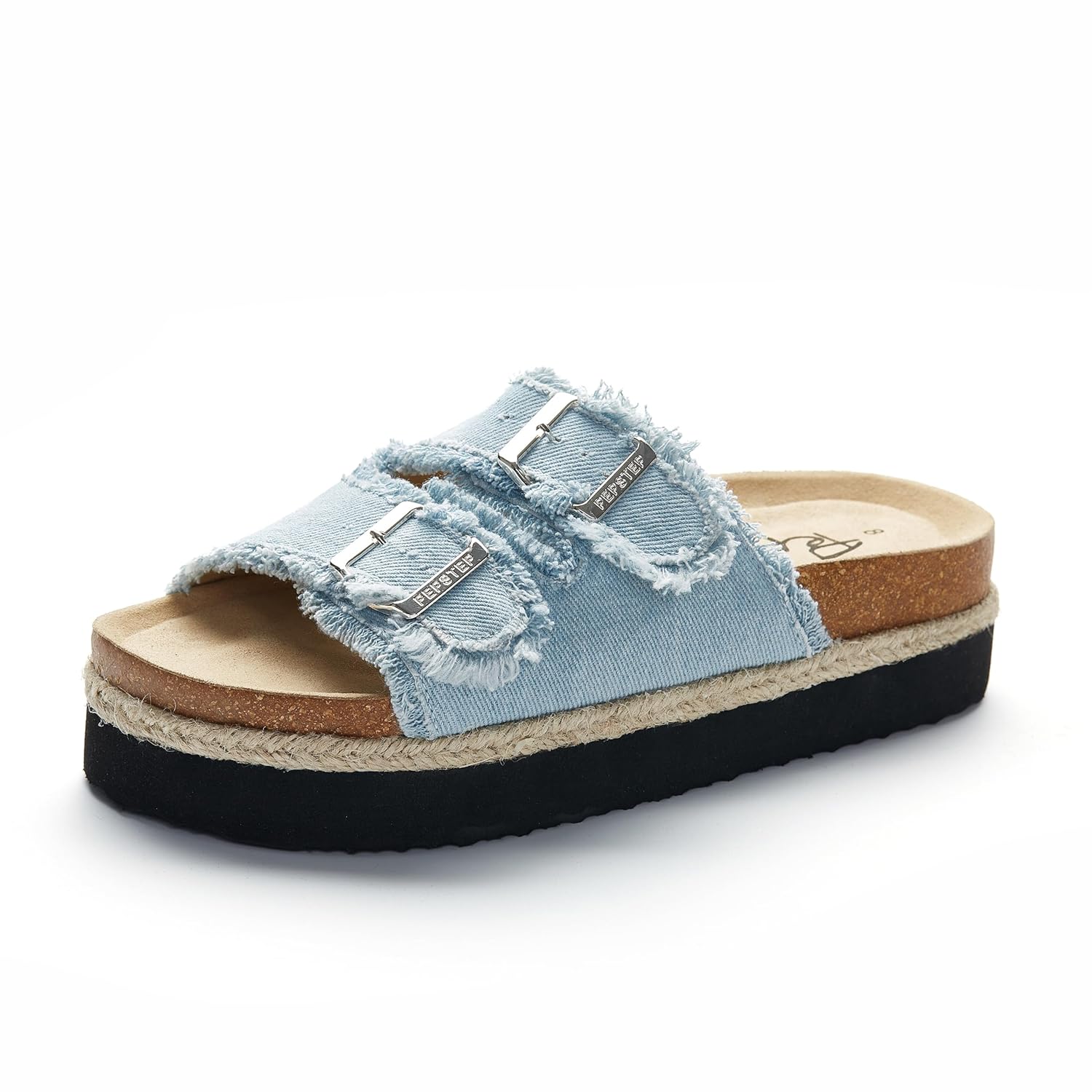 PepStep Slide Sandals for Women with Soft Cork Footbed and Strap Ladies Fashion Platform Slide Sandals Comfortable Slip
