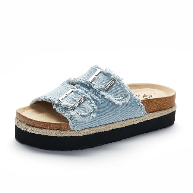PepStep Slide Sandals for Women with Soft Cork Footbed and Strap Ladies Fashion Platform Slide Sandals Comfortable Slip
