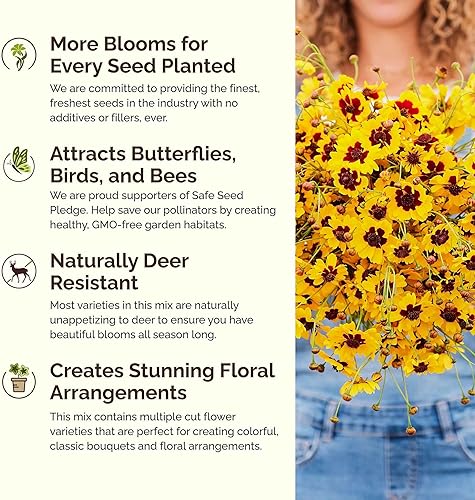 Miniatura 4 de Eden Brothers Todas las semillas anuales mixtas de flores silvestres para plantar, 14 libras, más de 120,000 semillas con girasol, manta india, lino