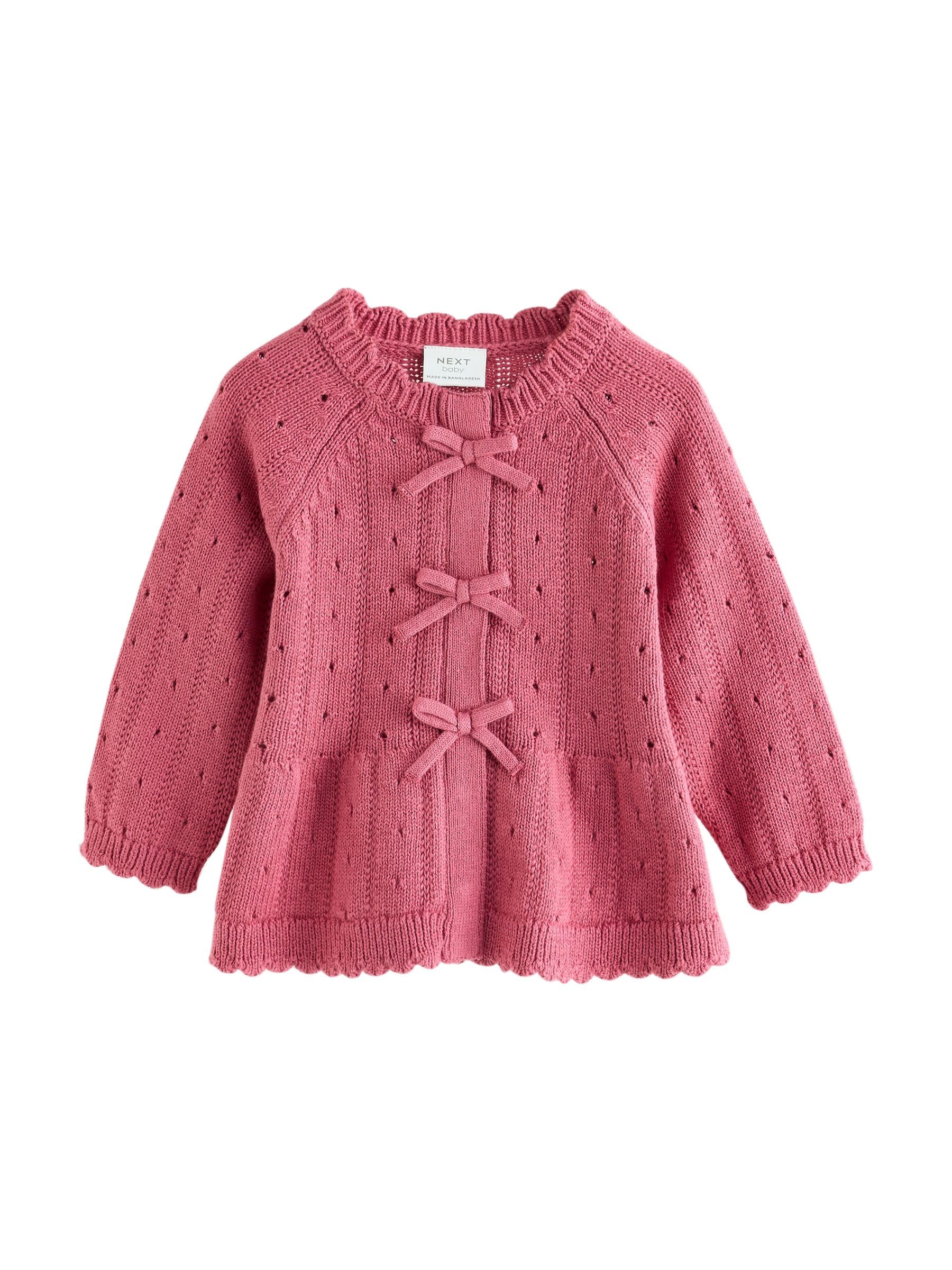 NEXT Bambina Confezione da 2 con Cardigan a Maglia con Volant e Fiocco e Leggings per Neonati