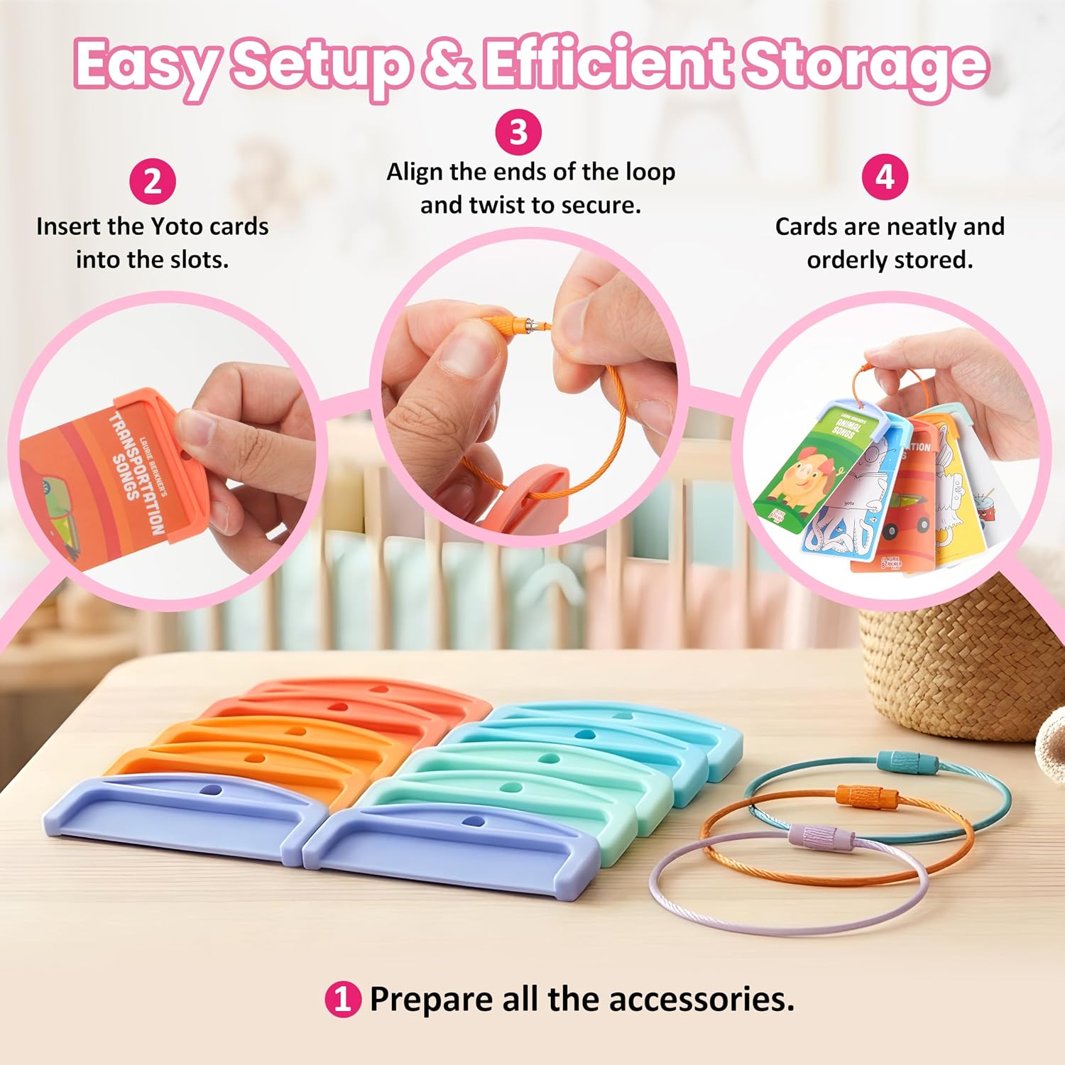 Card Holder for Yoto Cards, 20Pcs Reusable Card Holders with 5 Rings, Kids Travel Carrier for Efficient Card Storage & Organization, Yoto Player Accessories image 3