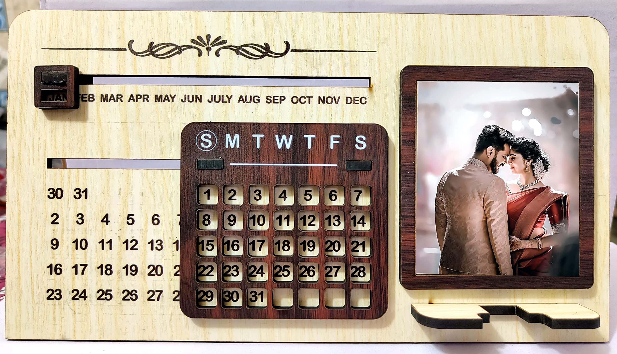 FUN2SHH Personalized Desk Calendar Cum Mobile Stand,Rotating