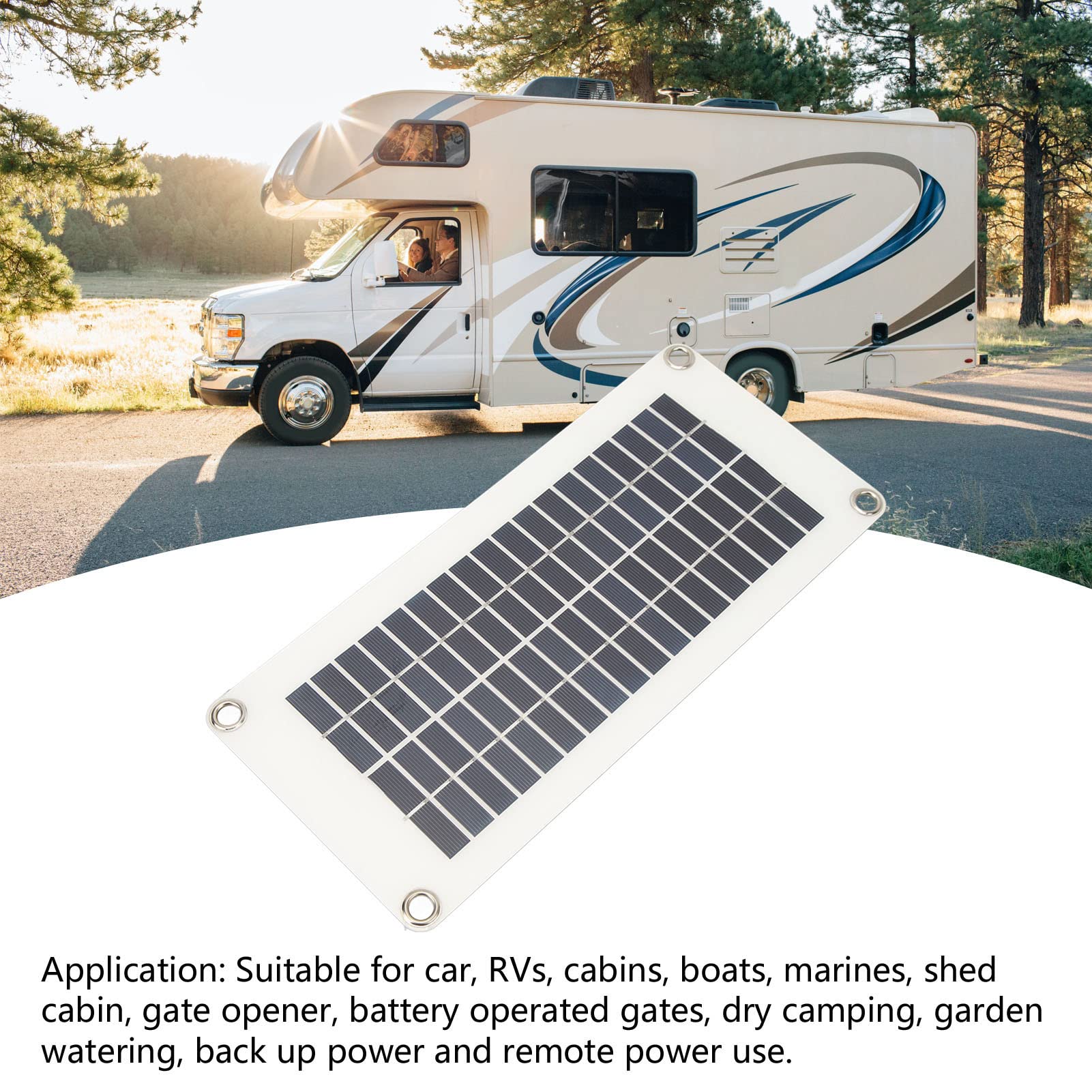 banapoy 30W 12V 24V Portátil Kit Panel Solar Polisilicio con Controlador Voltaje Carga 50A para RV Inicio Barco Camping, Panel Solar Al Aire Libre, Suministro Energía Emergencia