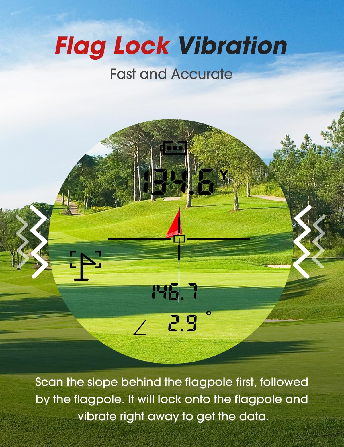 Telemetro da golf con pendenza e magnete, telemetro da 1300 metri per golf, vibrazione di bloccaggio della bandiera, ingrandimento 6-6,5x e LCD HD, telemetro da golf ricaricabile, nero