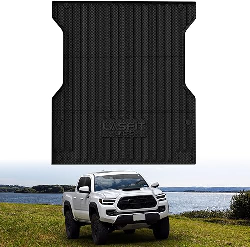 LASFIT Tapete de cama para camioneta Toyota Tacoma 2024-2026 (cama de 5 pies5 pies), revestimiento de goma para cama de automóvil de 5 pies para