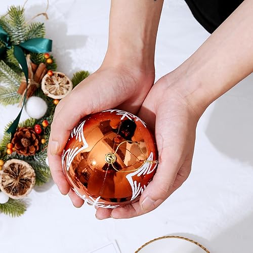 Miniatura 3 de Esferas de adorno de Navidad, bolas de pintura extra grandes, juego de 4 pulgadas para colgar en el árbol (bronce)