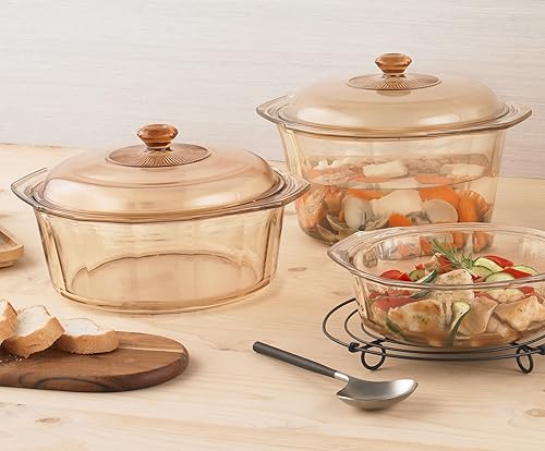 Miniatura 4 de Visions Pyroceram Diamond - Cazuela con tapa de cristal 5 L color marrón