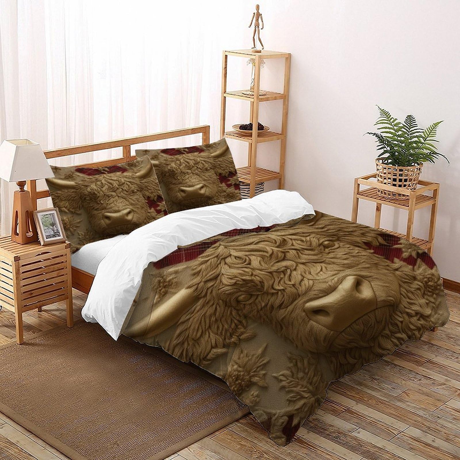 Parure de lit microfibre Plaid des Highlands housse de couette 260x220cm et 2 taies d'oreiller