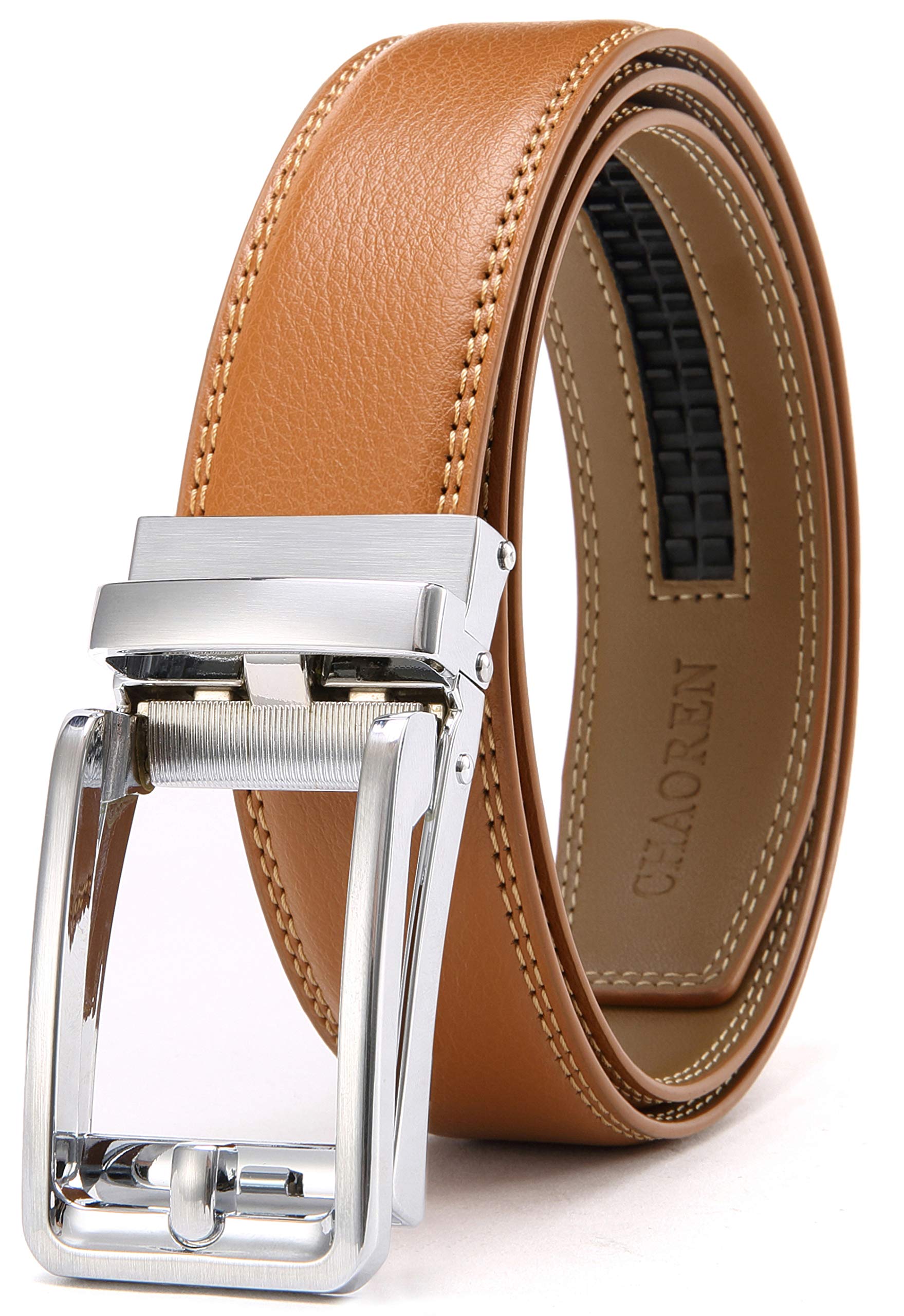 CHAOREN Cintura Uomo, Cintura Uomo Pelle Cricchetto Automatica Fibbia 35mm, Trim Regolabile per Adattars