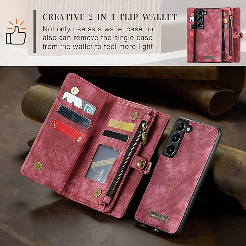 Miniatura 51 de SZHAIYU 2 in 1 Detachable for Samsung Galaxy S23 Ultra Wallet Case with Card Holder, Retro Premium Flip Leather Cover Magnetic Zipper Pocket Phone