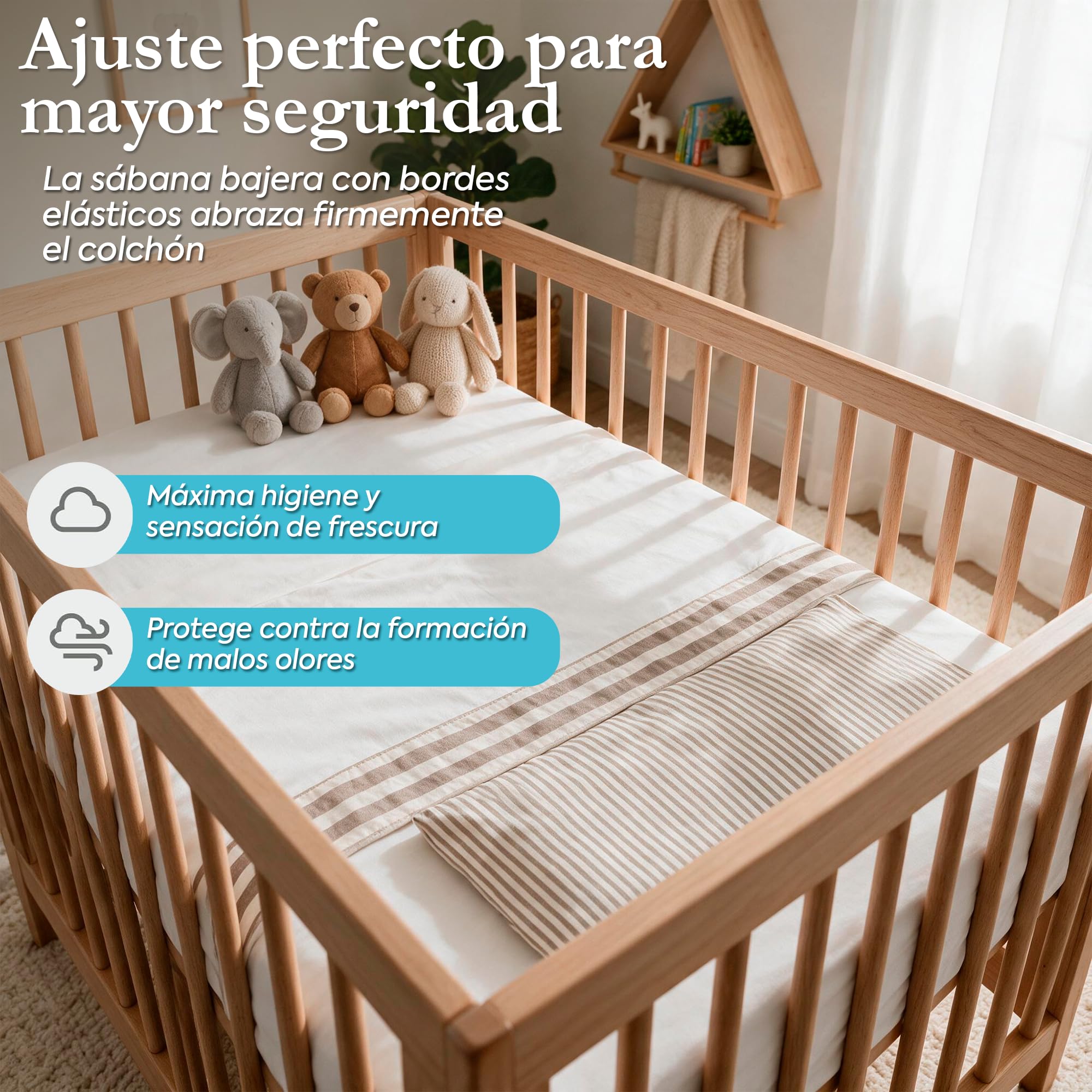 Cambrass Juego Sábanas Cuna Derby Beige 70x140 cm 3 Pzs