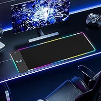 Vista 6 de Gaming Mouse Pad, Wireless Charging, 15W Fast Charging, 15 LED Light Modes, Extra Large 800x300mm, Non-Slip Rubber Base, Compatible with PC