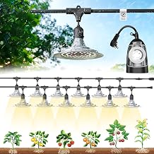 Outdoor Grow Lights with Timer, Full Spectrum Greenhouse Grow Lights with Timer, IP65 Waterproof String Grow Light Outdoor, UL Certified Daisy Chain LED Grow Light, 41FT