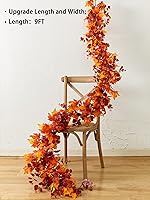 Vista 2 de Decoraciones de Acción de Gracias, decoración de otoño, guirnalda de otoño, guirnalda de hojas de arce de otoño de 9 pies para colgar