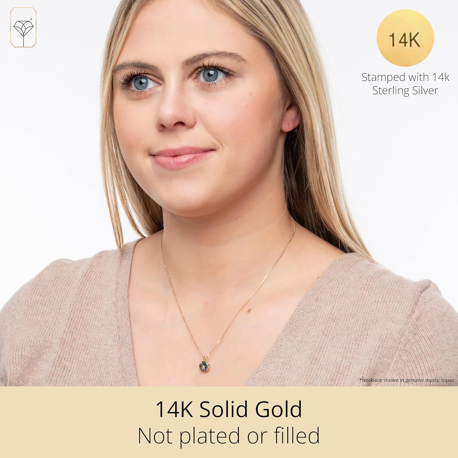 MAX + STONE Cushion Cut Gemstone Necklace | 8mm Solitaire Birthstone Necklace for Women | Gemstone Pendant Necklaces with 18 inch Box Chain