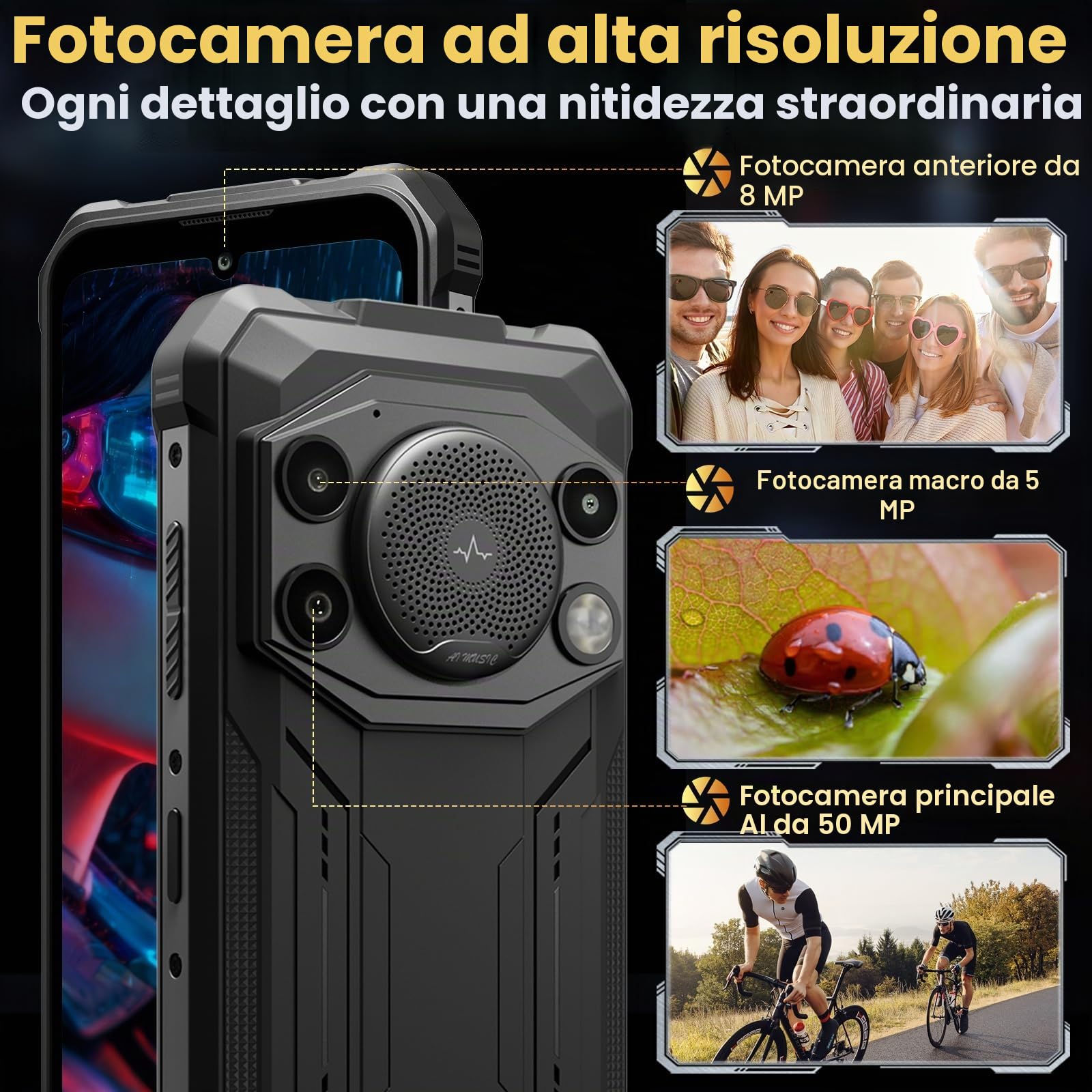 FOSSiBOT F110 Pro 5G Telefono Cellulare Infrangibile 10000mAh 20GB + 128GB/2TB, Altoparlante 128dB, Dimensity 6300 Display HD+ 6,745", Android 15 Smartphone Infrangibile 50MP, Dual SIM IP68/IP69K/NFC