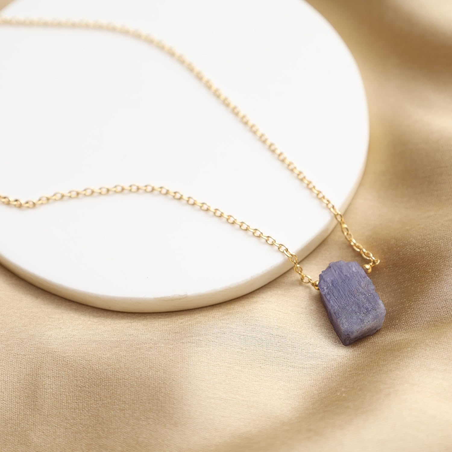 Gempires Purple Tanzanite Crystal Pendant Necklace December Birthstone Gemstone Jewelry Hypoallergenic 18 Inch Gold Plated Dainty Handmade Minimmalist Necklaces - Image 3