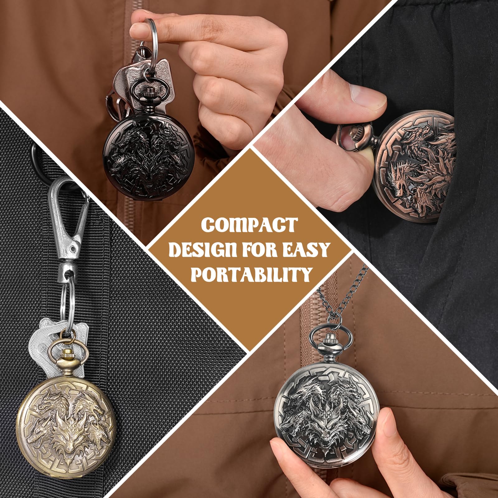 D&D Set di dadi in metallo, 7 pezzi, per segrete e draghi, mini dadi con custodia per orologio da tasca, accessori per giochi da tavolo (drago, rame)
