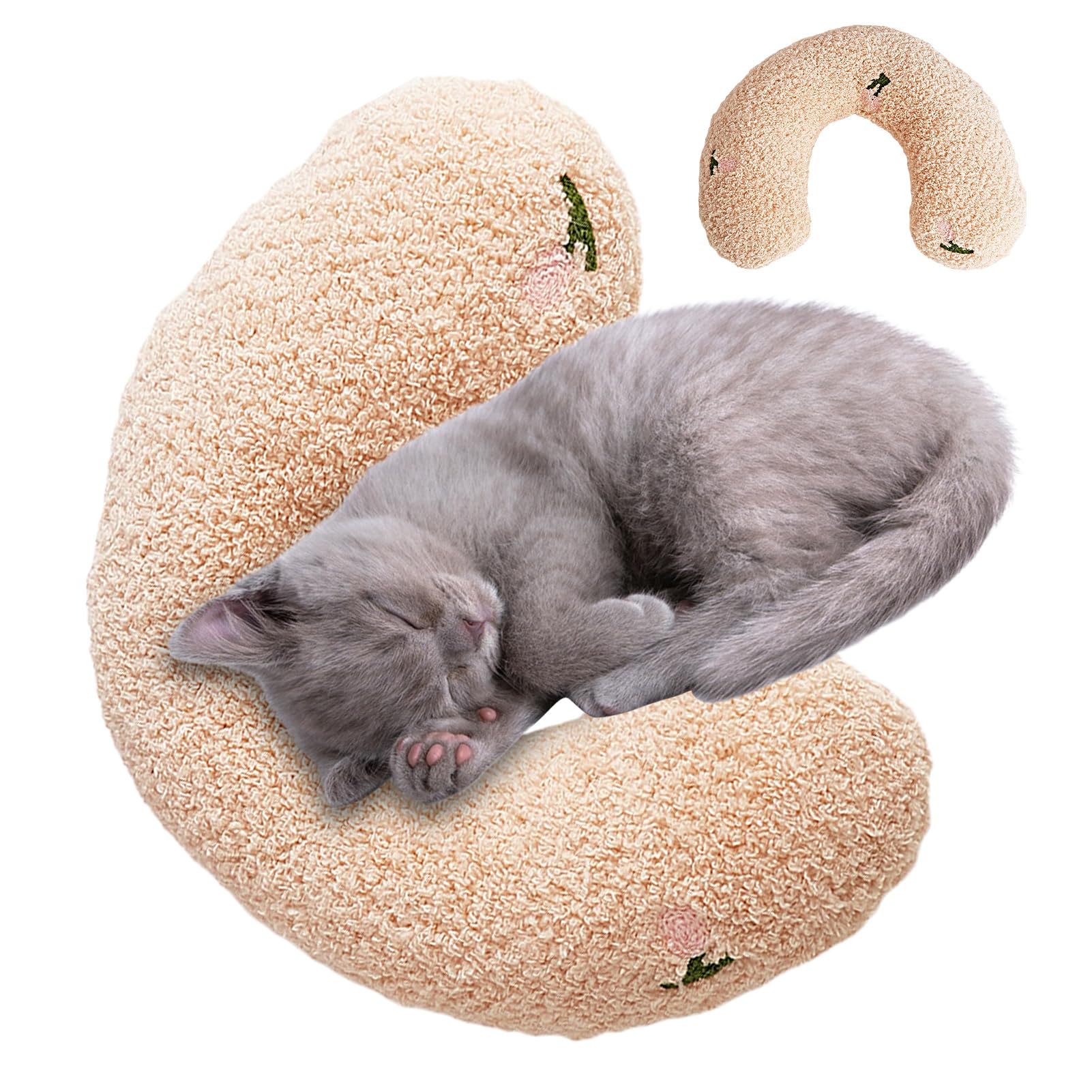 YUNFANG Calming Pillow for Dogs,U Shape Ultra Soft Fluffy Pet Calming Toy | Half Donut Cuddler, Comfort Cuddler Pillow, Pet Supplies for Cat and Dog for Joint Relief Sleeping Improve