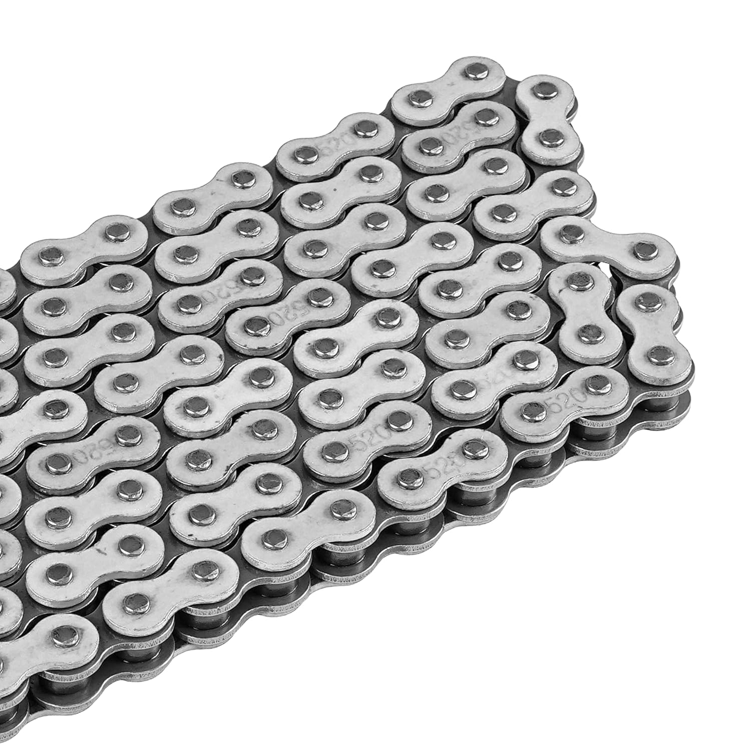 Caltric White 520-Pitch 120-Links Drive Chain Compatible with ATV/UTV/Quad/Side X Side/Motorcycle/Dirtbike/with Rivet and Clip on Master Links