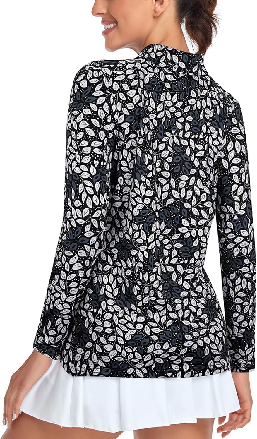 Tanst Sky Women's Golf Shirt UPF 50+ Long Sleeve Quarter Zip Pullover Athletic Hiking Workout Tops - Image 2