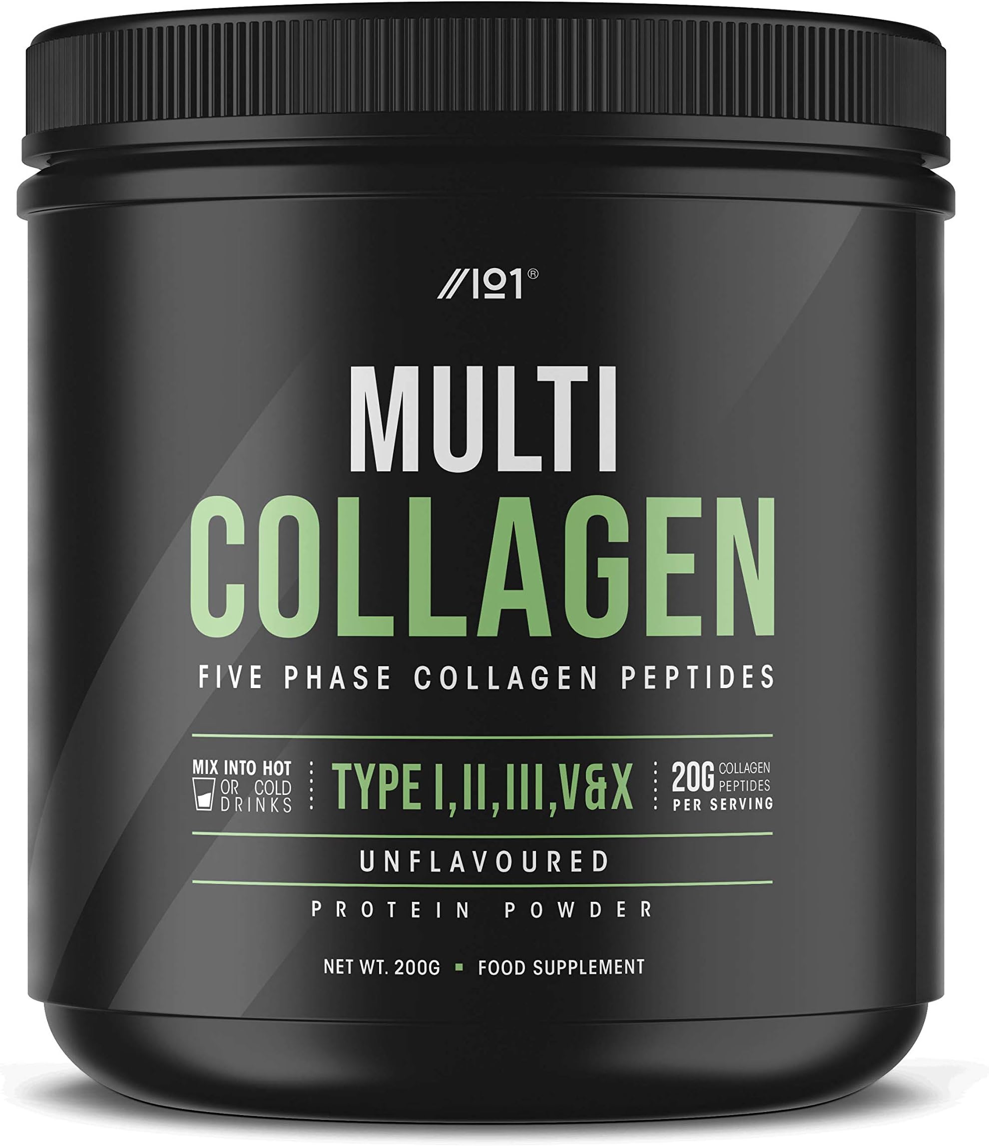 Multi Collagen Protein Powder (200g) - Types I, II, III, V & X - Hydrolyzed Grass Fed Bovine, Wild Caught Fish, & Free-Range Chicken & Eggshell Collagen (10 Day Supply) by Alpha01