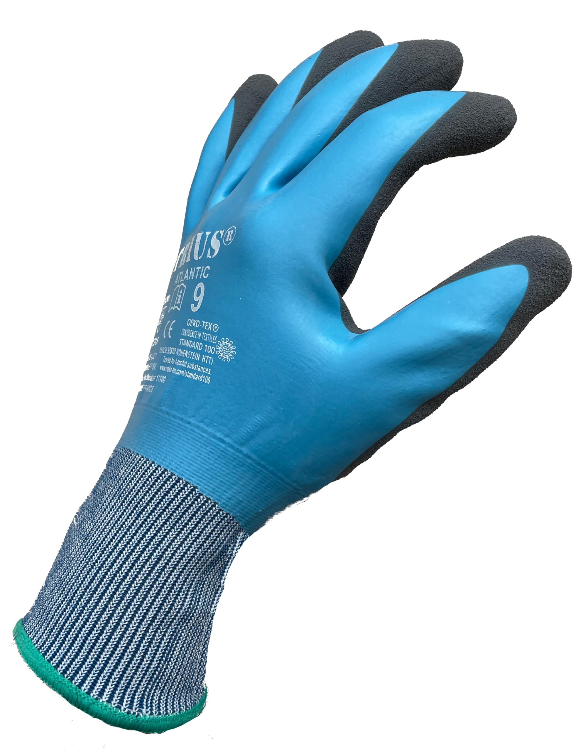TRIUS ATLANTIC - 10 paia di guanti protettivi impermeabili all'acqua e agli oli, doppio rivestimento in lattice per una presa perfetta, ideale per costruzione, manutenzione, cantiere, taglia 11/XXL