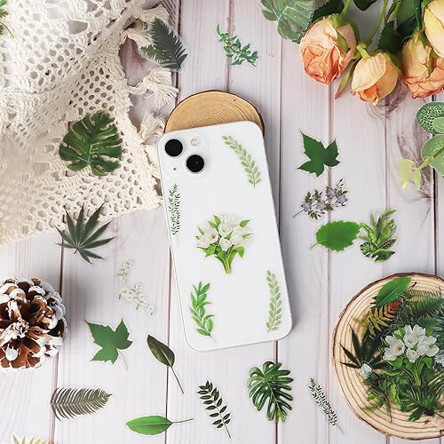 Miniatura 6 de 60 calcomanías de plantas, calcomanías transparentes de plantas con tema de naturaleza, calcomanías de decoración botánica impermeables para álbumes