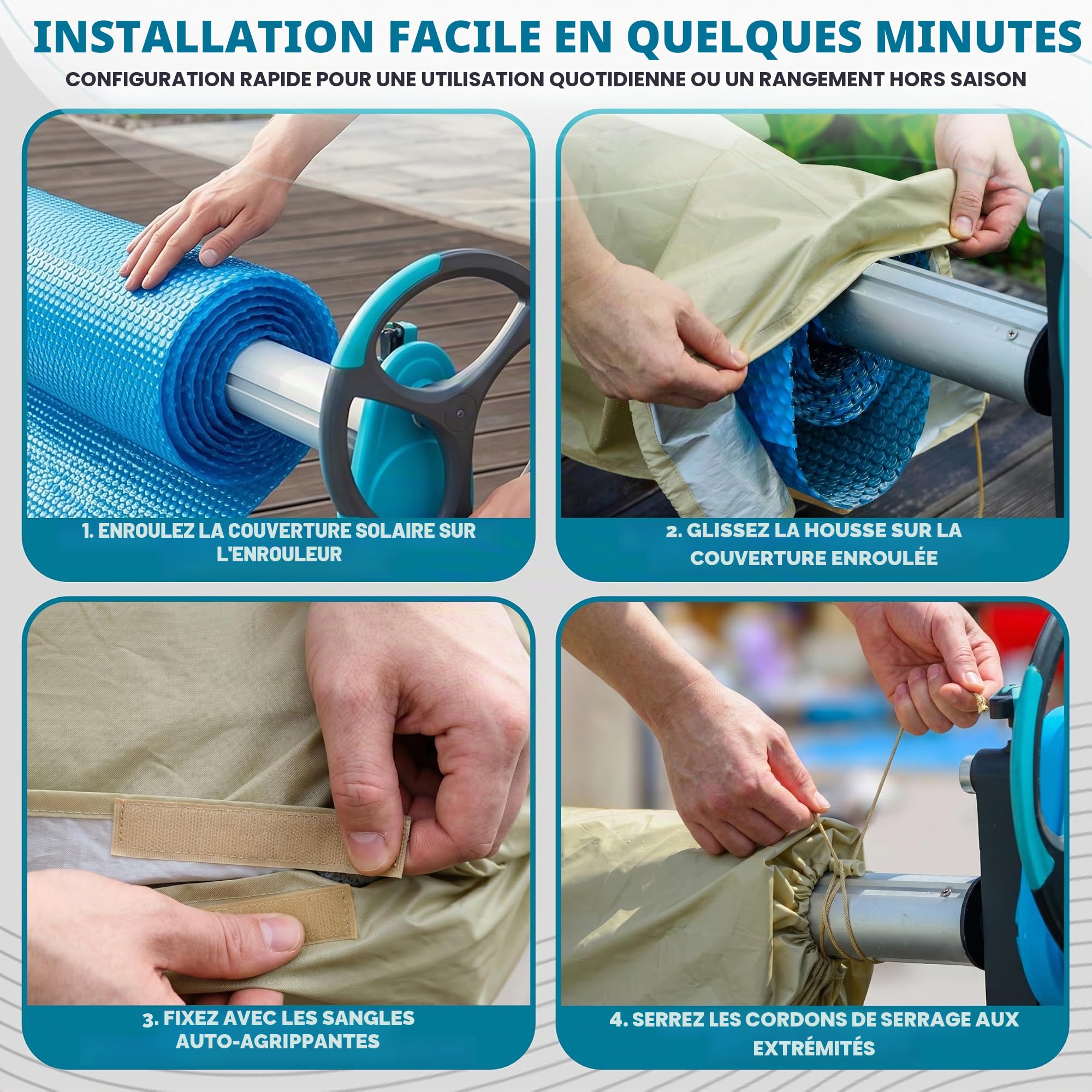 Bâche de Piscine enterrée - Bobine jusqu'à 6 m - Résistante et imperméable - Bâche Solaire pour Piscine