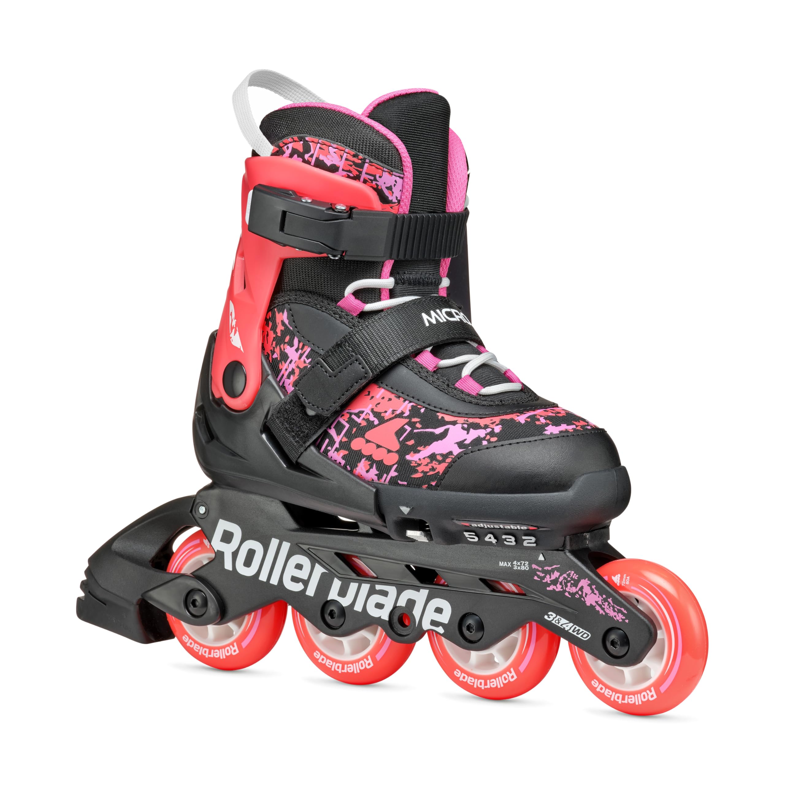 Rollerblade MICROBLADE SL Łyżworolki dla dziewcząt, na czas wolny, czarne/koralowe, rozmiar 36,5-40,5