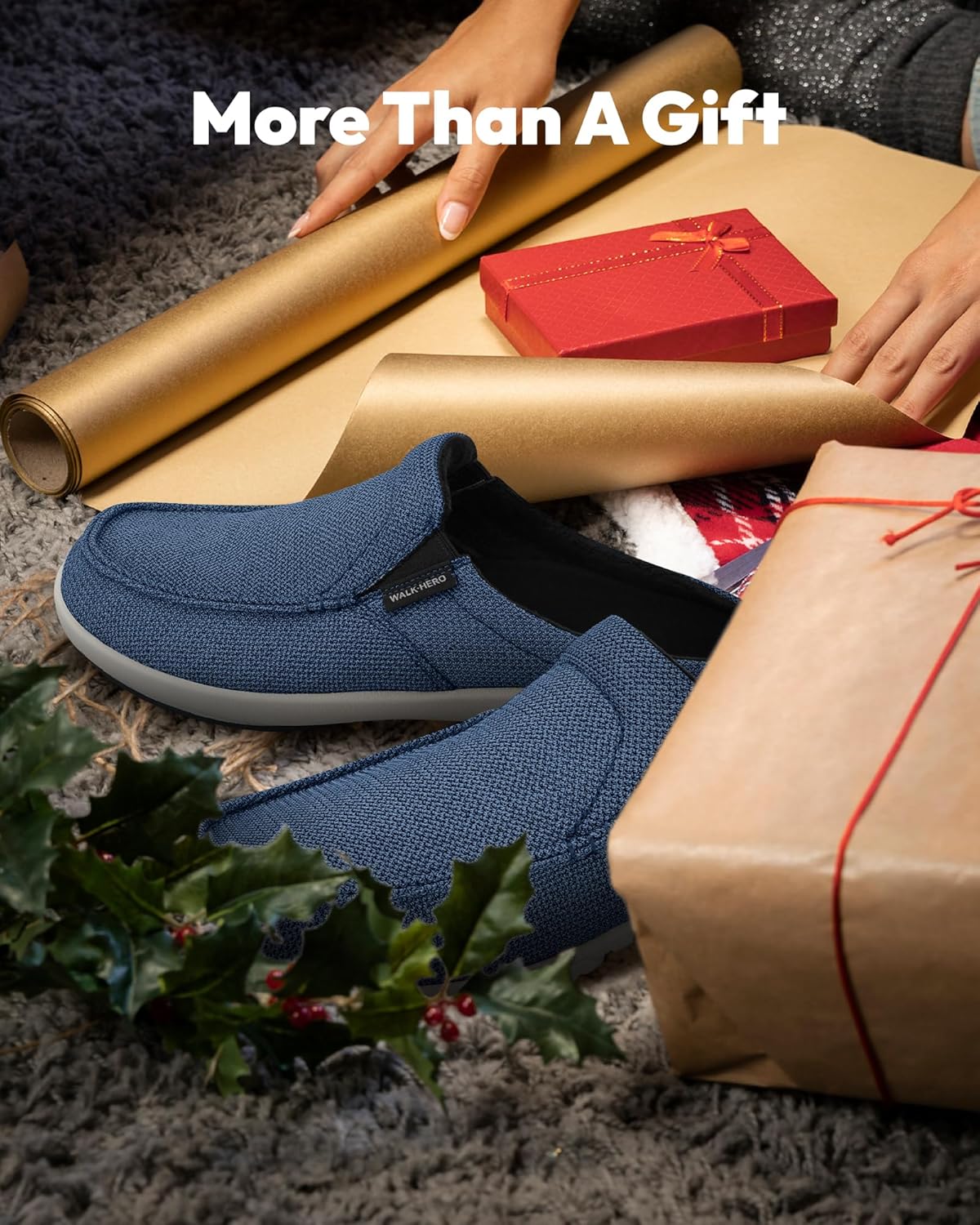 Mens Slippers with Arch Support, Breathable House Slippers for Men with Velvet Lining, Orthopedic Slip On Clog for Plantar Fasciitis, Indoor Outdoor House Shoes with Anti-Skid Rubber Sole - Image 2