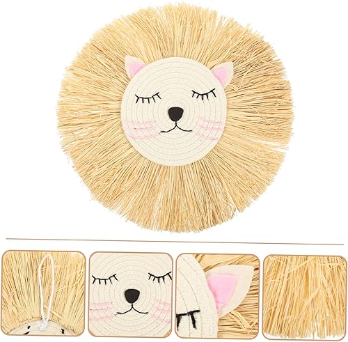 Miniatura 5 de ibasenice Colgante de león tejido, accesorios para el hogar, colgante de macramé de león, habitación de niños, colgante de pared de león, adorno de