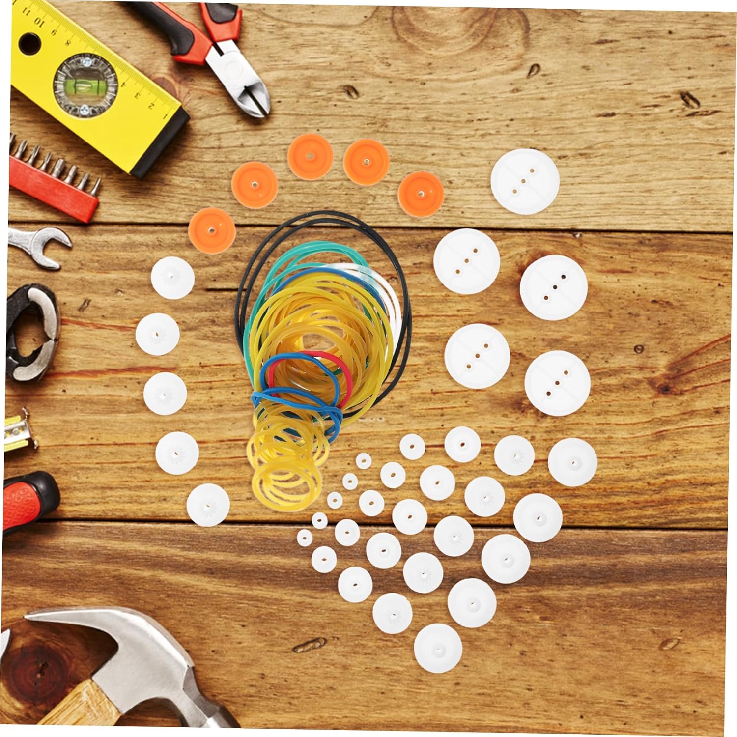 Belt Pulley Gear Set DIY Model Toy Car Parts Rubberband Drive Accessory Kit Pulley Wheel Model Car Accessories