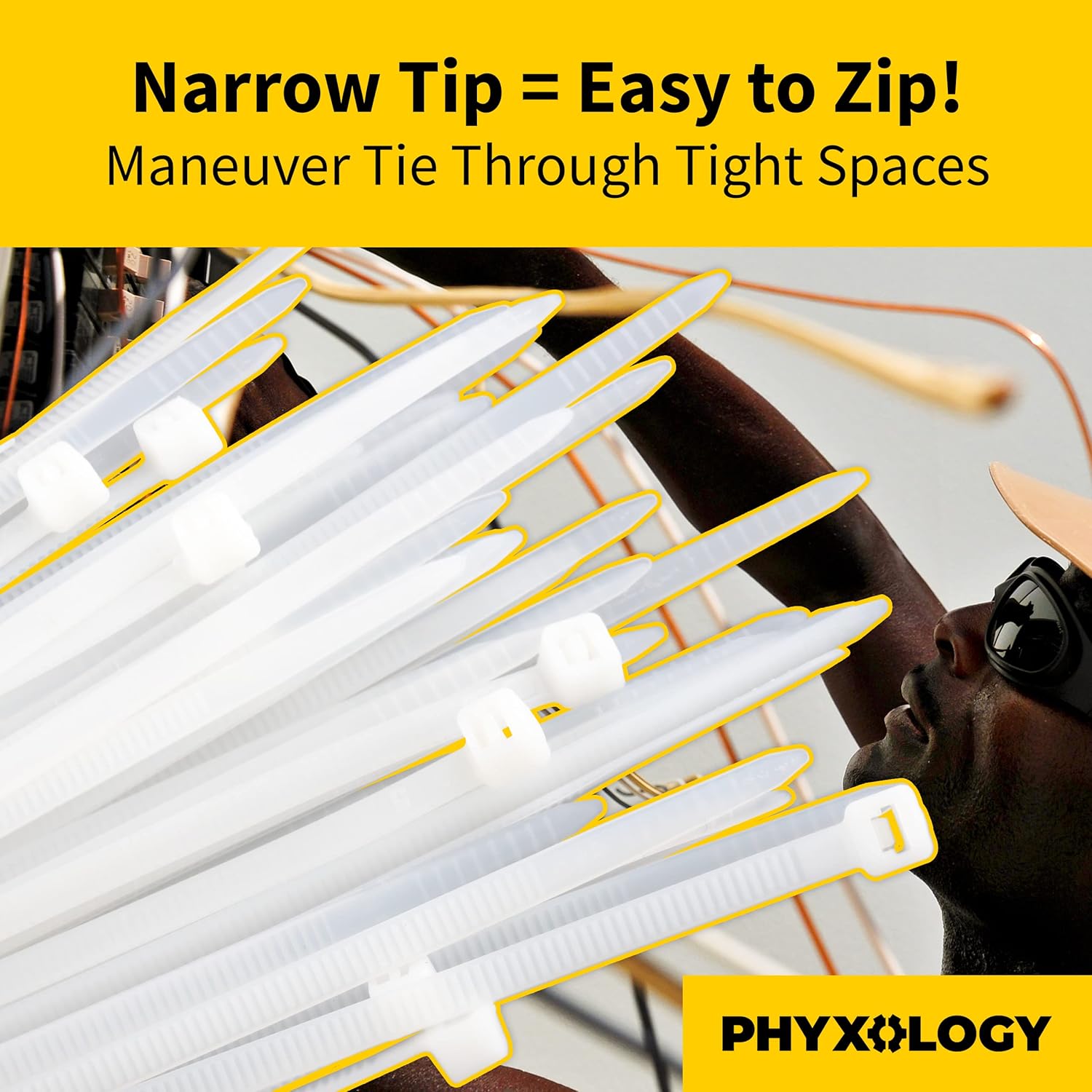 Pro-Grade, White Zip Ties Multisize Set of 250. High-Strength Cable Tie Pack Has 50x 4 6 8 10 12 inch UV-Resistant Nylon Fasteners. Durable Wraps For Storage, Organization and Wire Management.