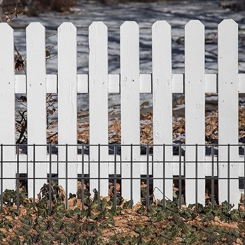 Miniatura 6 de Valla de barrera de animales sin excavación de 32 x 10 pulgadas, paquete de 10 valla protectora negra con espacio de púas de 1.5 pulgadas, valla