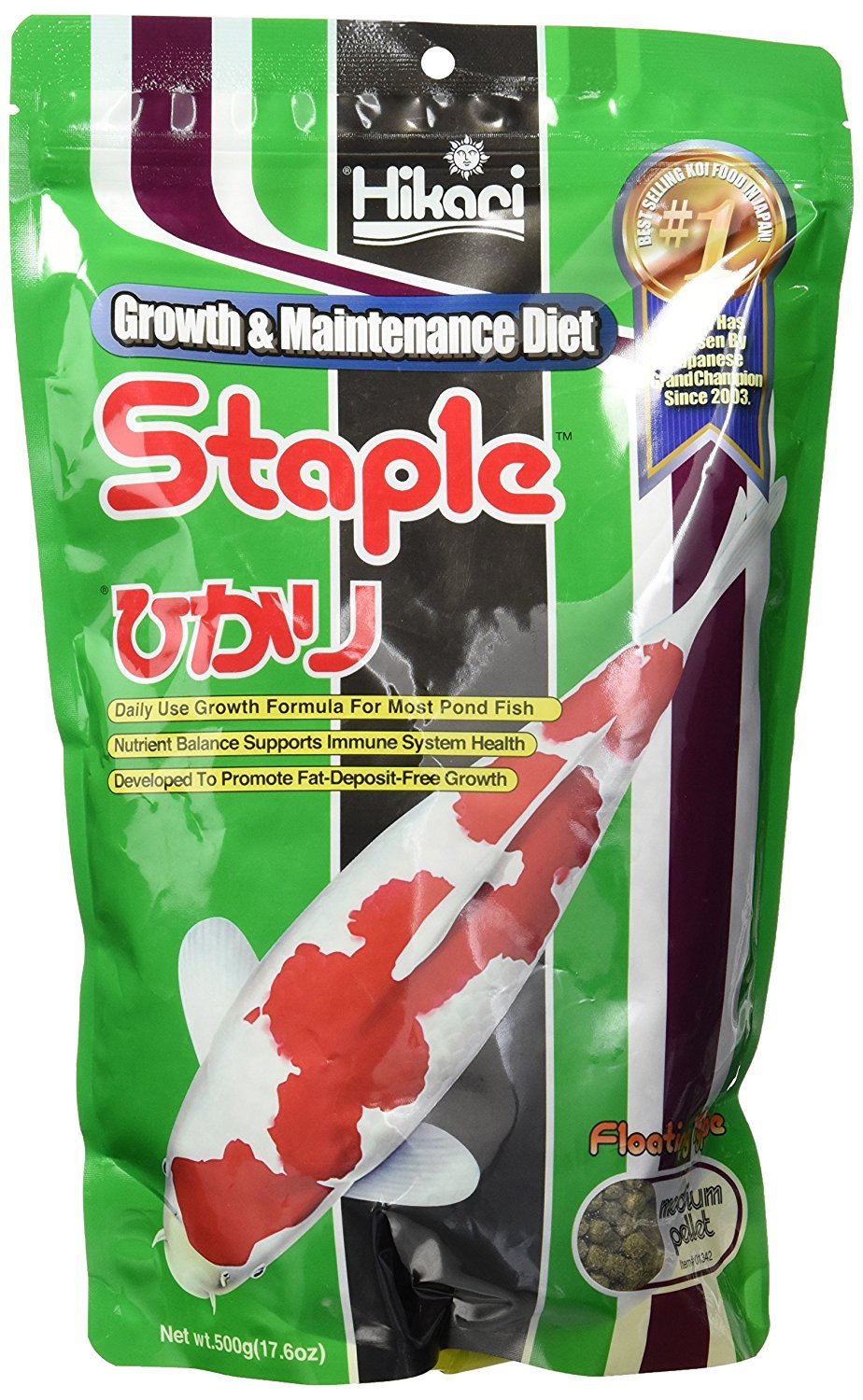Hikari Sales 01342 17.6 Oz Hikari Staple® Medium Pellets Pond Food