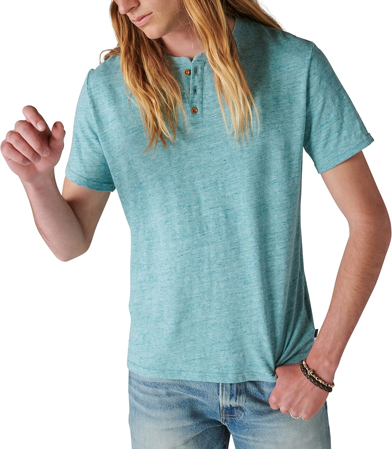 Lucky Brand Men's Linen Short Sleeve Henley