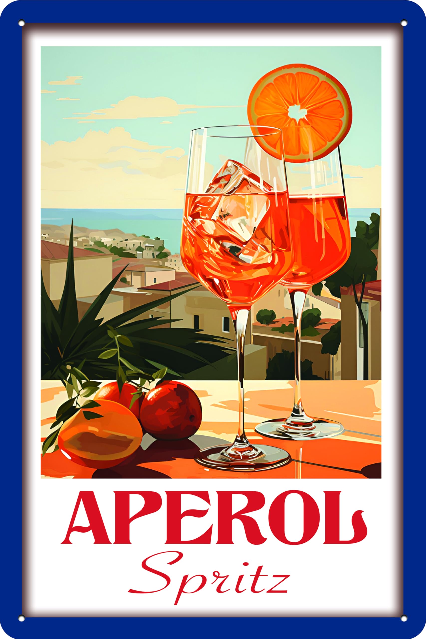 Luckylinde Italy 30 X 20 Cm Retro Tin Sign, Bar Sign, Cocktail Recipe, Summer Feeling - Aperol Spritz - Prosecco, 105428